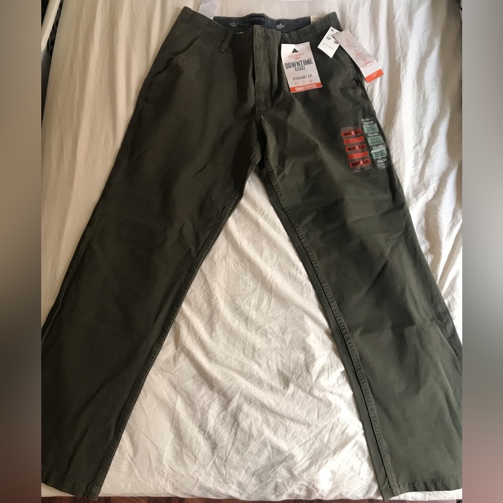 Dockers Downtime Khaki Straight Fit Smart 360 Flex Army Green 32x30 NWT